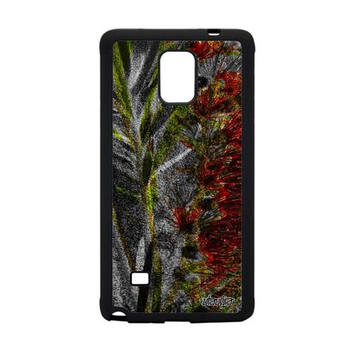 Coque Fleurs Samsung Galaxy Note 4 Silicone Texture Motif Sm-N9100 Antichoc Nature Case Telephone Design Vert Plante Exotique Mobile