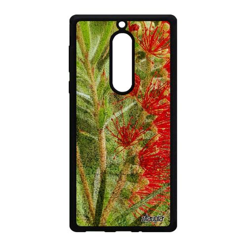 Coque Pour Nokia 5 En Silicone Fleurs Original Aluminium Fond Florale Case Vert Antichoc Texture Design 4g Nature Made In France