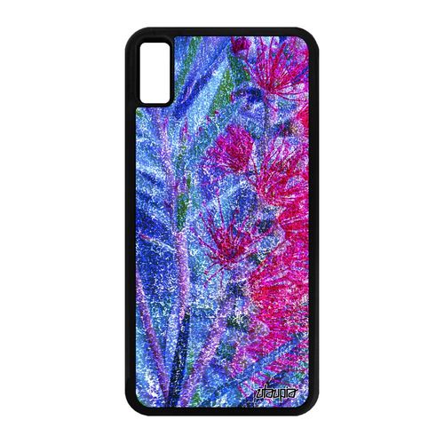 Coque Fleurs Antichoc Telephone Pour Iphone Xs Max Silicone Design Plante Exotique Jolie Nature Florale Housse Effet Rose Fond
