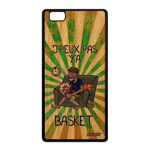 Coque Rigide Pour Huawei P8 Lite 2015 Bois Silicone J'peux Pas Y'a Basket Humour Je Supporter Vert Basketball Nba Dessin Portable De