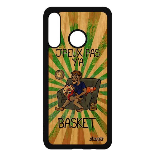 Coque En Bois J'peux Pas Y'a Basket Huawei P30 Lite Silicone Humour Jpeux Supporter Je Etui Dessin Texte Vert Mar-Lx2 Basketball Nba