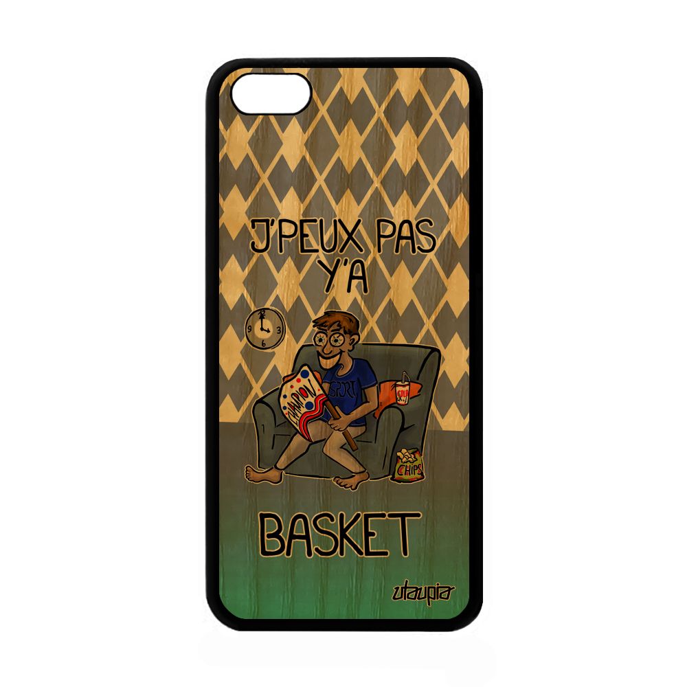 Coque J'peux Pas Y'a Basket Apple Iphone 5c En Bois Naturel Silicone Personnalisé Humour Je Nba Humoristique Basketball 8 Go Violet