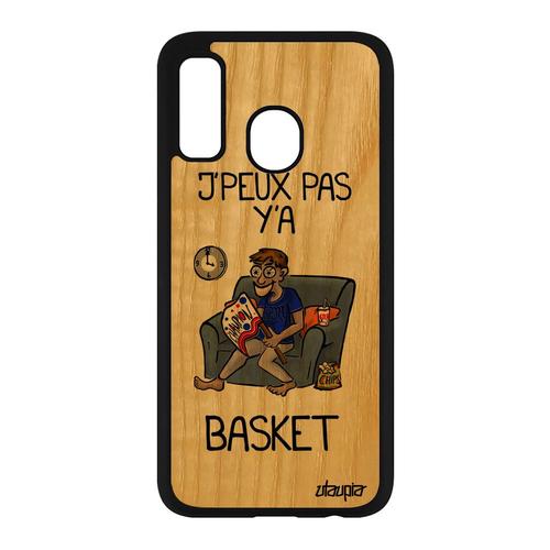 Coque Pour Samsung Galaxy A40 En Bois Silicone J'peux Pas Y'a Basketball Bande Dessinée Supporter Nba Personnalisé Humour Jpeux Etui