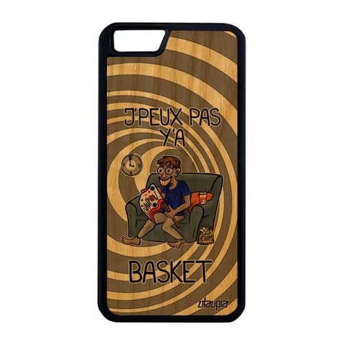Coque J'peux Pas Y'a Basket Pour Iphone 6+ 6s+ Plus Bois Silicone Noir Humour Drole 32 Go Texte Case Bande Dessinée Basketball