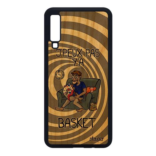 Coque Silicone J'peux Pas Y'a Basket Pour Galaxy A7 2018 Bois Je Gris Portable Nba Humoristique Bande Dessinée Pas Cher De Samsung