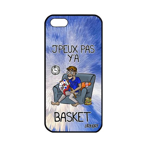 Coque Pour Iphone 5 5s Se Silicone J'peux Pas Y'a Basket Case Texte Antichoc Dessin Basketball Bleu Supporter 4g Nba Aluminium Apple