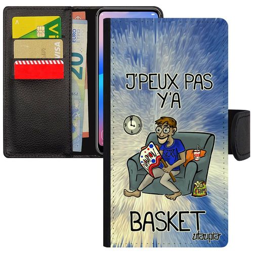 Coque Pour Apple Iphone 5 5s Se Simili Cuir À Rabat Portefeuille J'peux Pas Y'a Basket Personnalisé Bleu Jpeux Je Drole Nba Antichoc