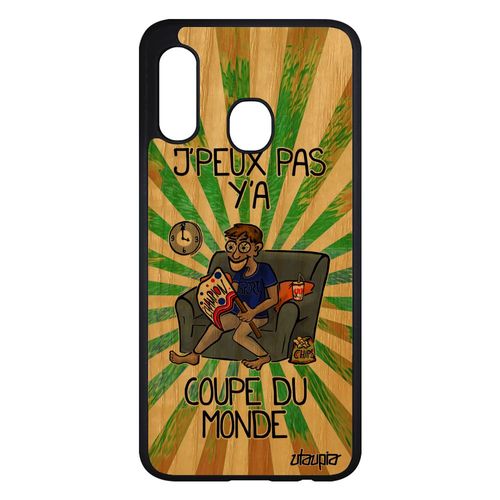 Coque De Protection Pour Samsung Galaxy A20e En Bois Silicone J'peux Pas Y'a Coupe Du Monde Jpeux Humour Rugby Dessin Supporter Vert