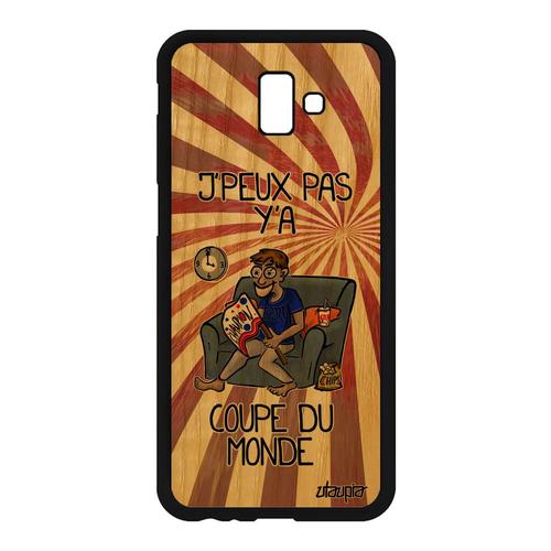 Coque Antichoc Pour Samsung Galaxy J6+ Plus 2018 Bois Silicone J'peux Pas Y'a Coupe Du Monde Smartphone Drole Basketball Football De