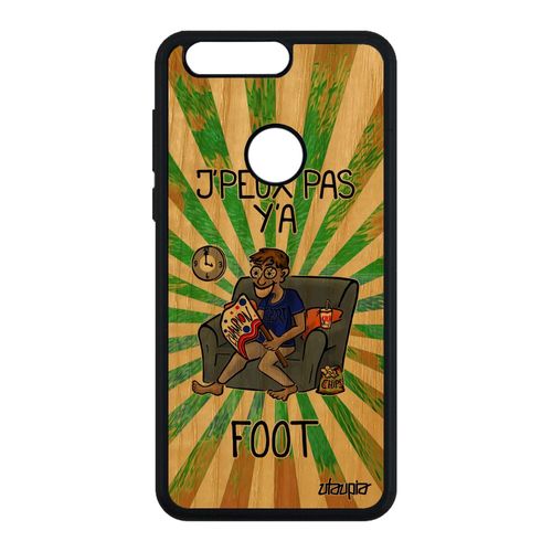 Coque En Bois Veritable Honor 8 Et Silicone J'peux Pas Y'a Foot Texte Vert Football Unique Drole Tpu Jpeux Comique Smartphone Dessin