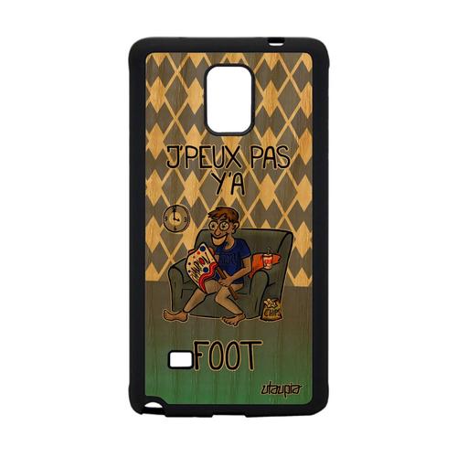 Coque J'peux Pas Y'a Foot Samsung Galaxy Note 4 En Bois Silicone Violet Case Telephone Texte Humoristique Design Je Drole Humour Bd