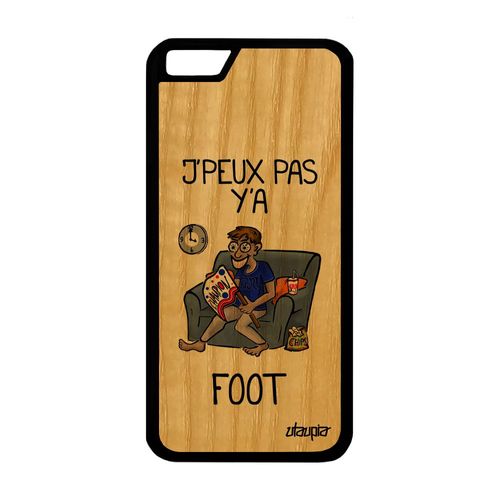 Coque Iphone 6 6s Bois Silicone J'peux Pas Y'a Football Texte Je Humour De Protection Dessin Jpeux Etui Gris Supporter Drole
