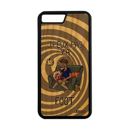 Coque Silicone Pour Iphone 8+ Plus En Bois Veritable J'peux Pas Y'a Foot Gris Drole Supporter Etui Jpeux Humoristique Antichoc