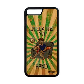 Coque J'peux Pas Y'a Hand Antichoc Pour Iphone 7+ Plus En Bois Et Silicone Humour Supporter Dessin Jpeux Vert Je Drole Texte