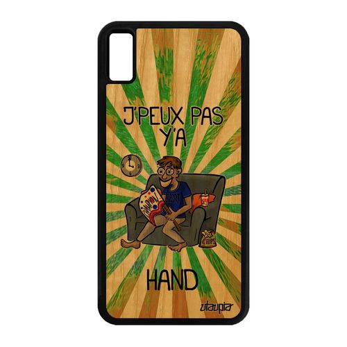 Coque Pour Iphone Xs Max Bois Silicone J'peux Pas Y'a Hand Comique Je Personnalisé Frêne Design De Protection Vert Supporter
