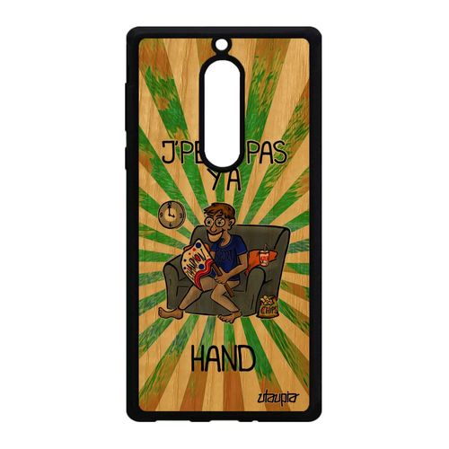 Coque J'peux Pas Y'a Hand Nokia 5 En Bois Et Silicone Texte De Protection Rigide Dessin Vert Comique Drole Telephone Housse Handball