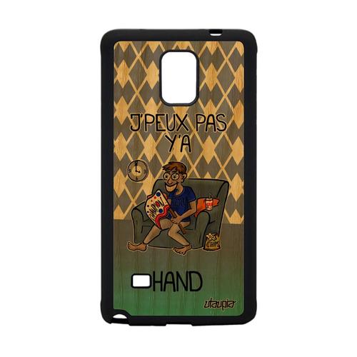 Coque En Bois J'peux Pas Y'a Hand Samsung Galaxy Note 4 Silicone Personnalisé Handball Je Jpeux Humour Violet Humoristique Telephone