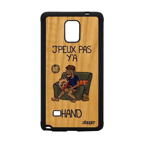 Coque En Bois Galaxy Note 4 Silicone J'peux Pas Y'a Handball Gris Je Drole Tpu Supporter Smartphone Dual Sim Texte Telephone Samsung