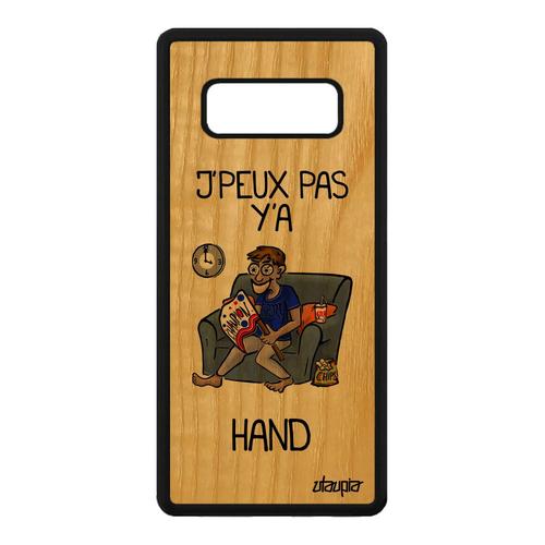 Coque Samsung Galaxy Note 8 En Bois Silicone J'peux Pas Y'a Handball Texte Gris Hand Humour Bande Dessinée Solide Supporter Etui Tpu