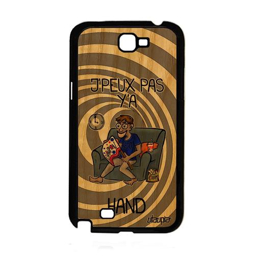 Coque Pour Galaxy Note 2 En Vrai Bois Silicone J'peux Pas Y'a Hand Texte Drole Telephone Humoristique Case Dessin Supporter Samsung