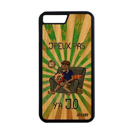Coque Bois Silicone Pour Iphone 7+ Plus J'peux Pas Y'a Jo Etui Drole Texte Athletisme Original Je Supporter Humour Frêne Vert