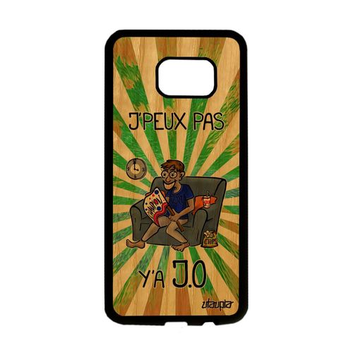 Coque Pour Galaxy S7 Edge En Bois Silicone J'peux Pas Y'a Jo Dessin Supporter Sport Comique Original Drole Vert Antichoc Je Samsung