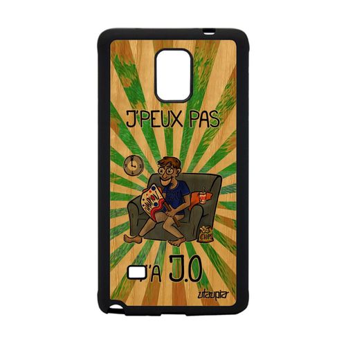 Coque Pour Samsung Galaxy Note 4 Vrai Bois Silicone J'peux Pas Y'a Jo Solide Vert Dessin Comique Telephone Frêne Je Made In France