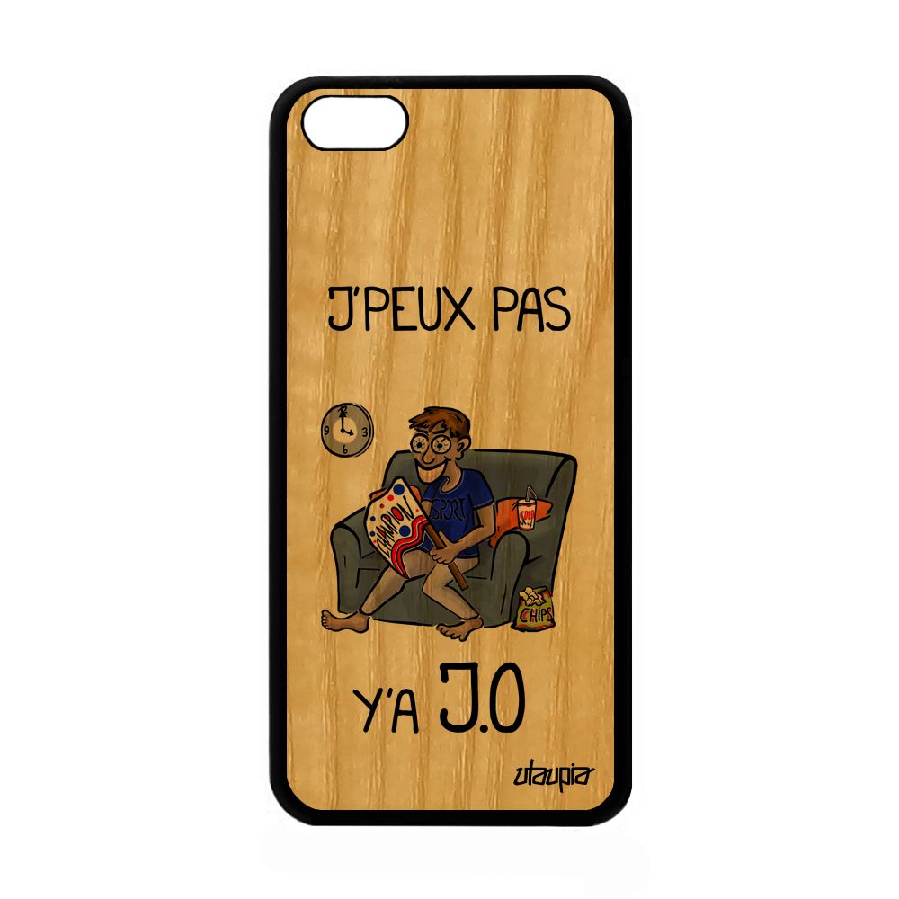 Coque Iphone 5c En Bois Silicone J'peux Pas Y'a Jo Je Athletisme Gris Supporter Texte Comique 32 Go Mobile Humour Sport Drole Apple