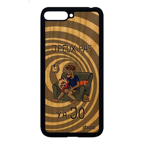 Coque Pour Huawei Y6 2018 Bois Silicone J'peux Pas Y'a Jo Athletisme Texte Gris Frêne Design Personnalisé Jpeux Sport Bande Dessinée