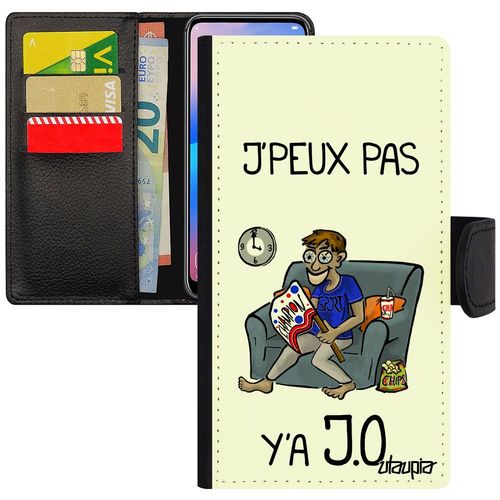 Coque Pour Iphone Xr Rabat Porte Cartes Silicone J'peux Pas Y'a Jo Aimantée Texte Je Jpeux Blanc Supporter Bande Dessinée Etui