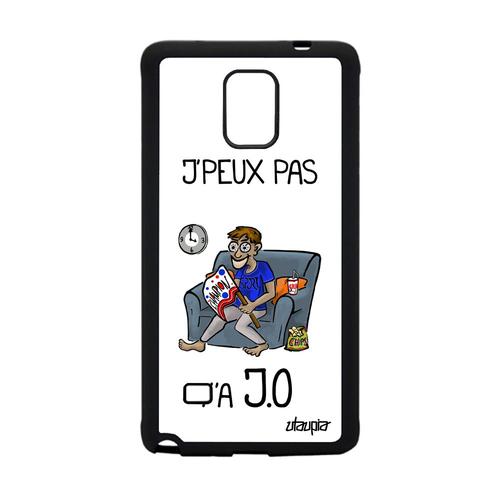 Coque Galaxy Note 4 Silicone J'peux Pas Y'a Jo Jpeux Sport Bande Dessinée Athletisme Blanc Humour Je Texte De Made In France Samsung