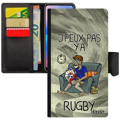 Coque Samsung A5 2016 Cuir Rabat Portefeuille J'peux Pas Y'a Rugby Etui Jpeux Texte Bande Dessinée Xv De France Gris Je Drole Galaxy