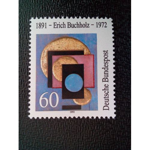 Timbre Allemagne Yt 1325 Trois Cercles D'or - Erich Buchholz, Artiste 1991 ( 090204 )