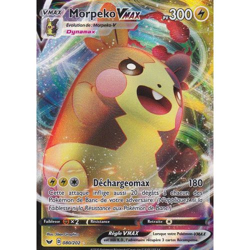 Carte Pokemon - Morpeko V Max - Ultra Rare - 080/202 - 300 Pv - Épée Et Bouclier