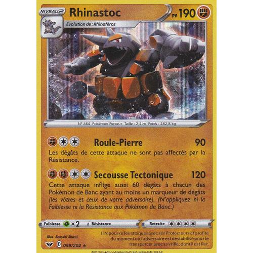Carte Pokemon - Rhinastoc - 099/202 - Holo- Rare - Épée Et Bouclier