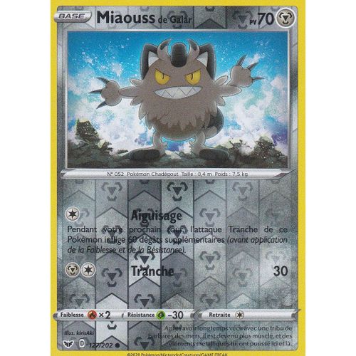 Carte Pokemon - Miaouss De Galar - 127/202 - Reverse - Épée Et Bouclier