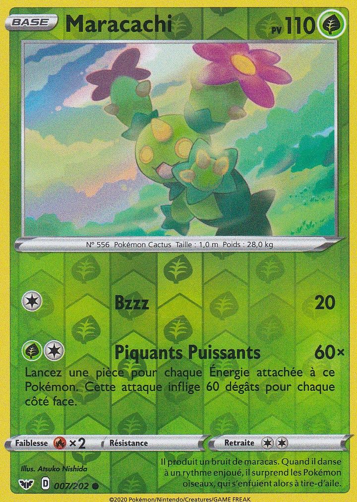 Carte Pokemon - Maracachi - 007/202 - Reverse - Épée Et Bouclier