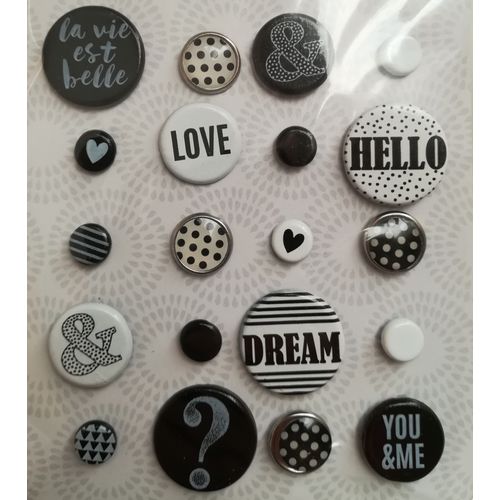 20 Attaches Parisiennes Motif Noir Et Blanc