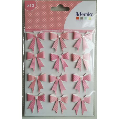 12 Noeuds En Papier Ton Rose Pour Scrapbooking, Carterie, Décoration...