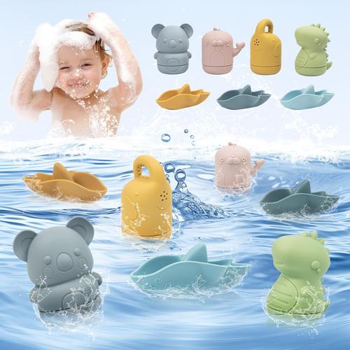 Jouet Bebe 6 Mois, Jouets Empilables Silicone, Dentition Pour Bébé, Jeux Montessori Bébé Eveil, Silicone Souple Jouet Bain Enfant Jeux Educatif 6 9 12 Mois 1 2 3 Ans