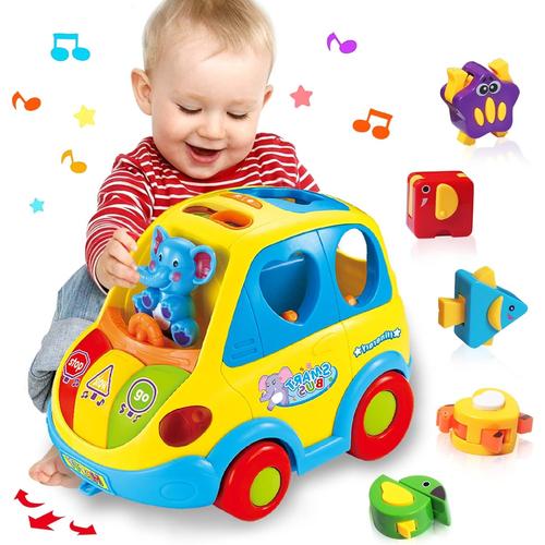 Jouet Enfant 2 Ans Fille Garçon Jouets Bebe 1 An De Tri En Forme Avec 5 Blocs De Voiture Rampante Jeux Montessori Bebe 6 12 Mois Cadeau Jouet Enfant 2 3 Ans Musique/Lumières