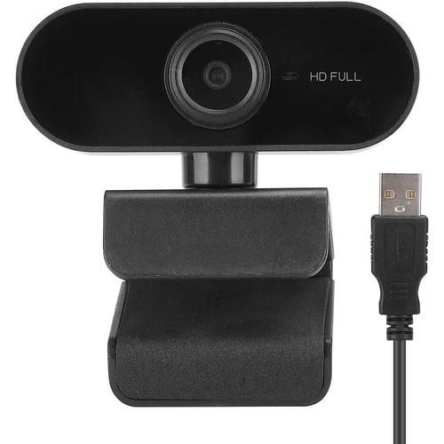 Webcam haute résolution HD 1920 x 1080 avec microphone intégré, webcam sans lecteur portable USB 2.0 pour ordinateurs et ordinateurs portables, webcam rotative à 360 ° pour Live-Übertragung(noir)