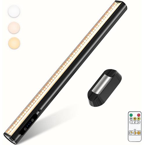 Reglette LED Cuisine Sans Fil, 4000mAh Lampe de Bureau Rechargeable USB, Lumiere Magnétique avec Télécommande, Eclairage Murale pour Placard, Tableau, Miroir, Armoire, Bibliothèque