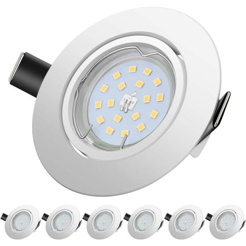 Led Spots Encastrables, Blanc Chaud 2700k,600lm Plafonnier Encastré,5w Equivalente De 60w Ampoule Halogène,30°Orientable,120°D¿Éclairage,6x Gu10 Lampe De Plafond