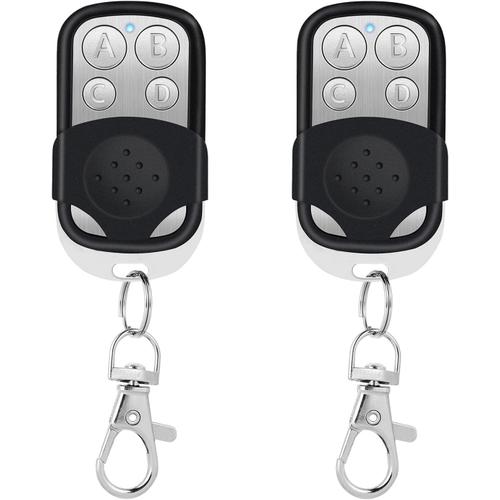 Telecommande Universelle Portail, 2pcs Telecommande Garage Universelle sans Fil, Telecommande Portail Compatible 433.92 MHz Rolling Code à 4 Boutons pour Porte de Garage et Voiture Noir