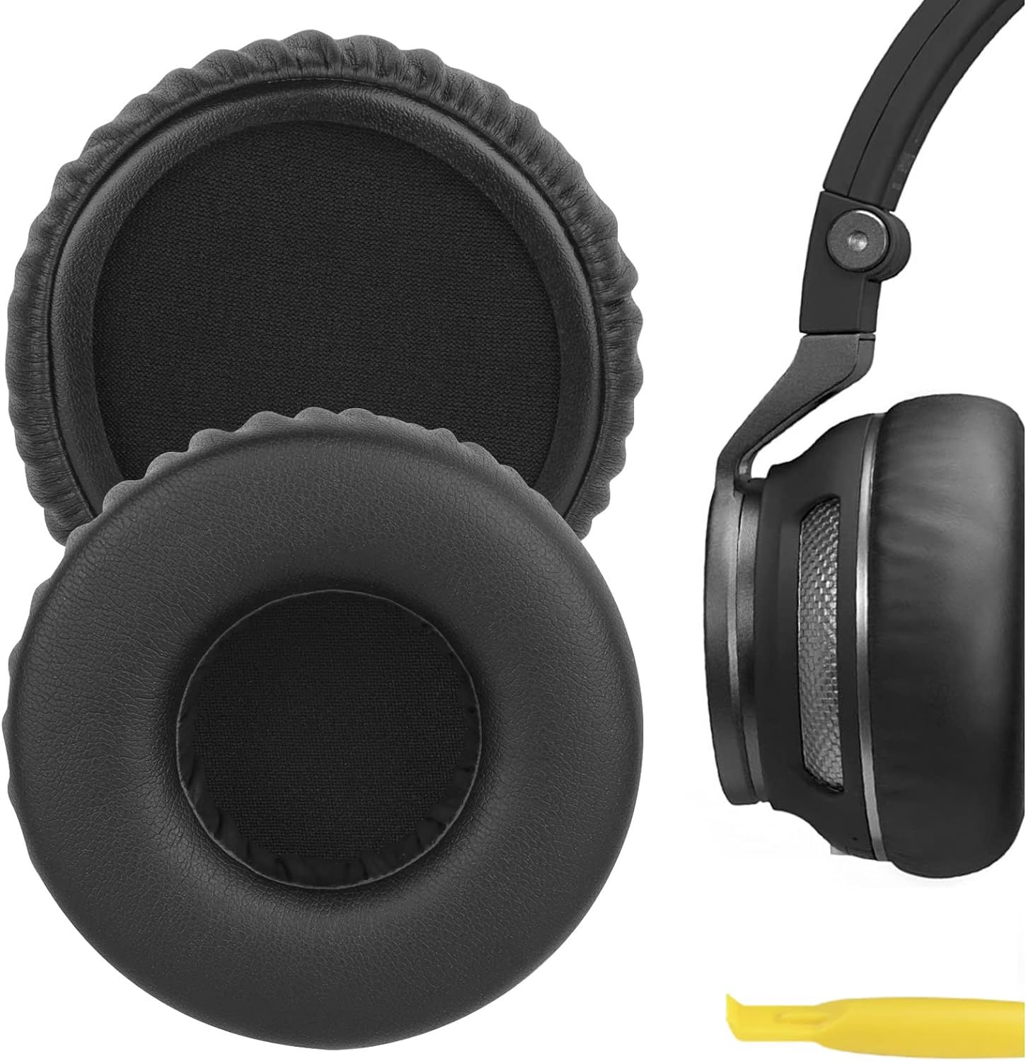 QuickFit Coussinets de rechange en cuir protéiné pour casque JBL Synchros S400BT - Pièces de réparation (Noir)