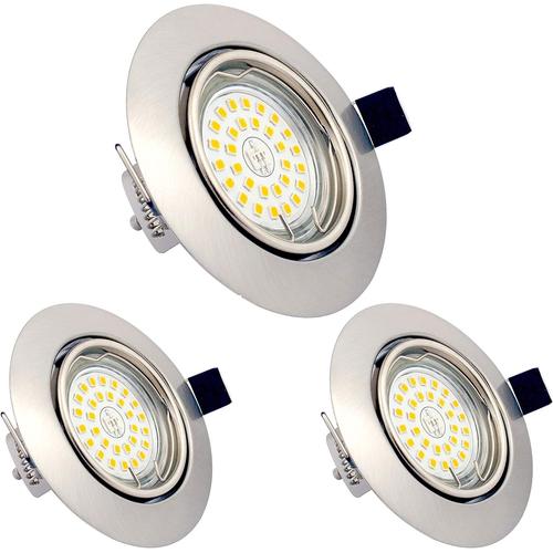 Lot De 3 Spots Led Encastrables Orientables Dimmables, Gu10, 6w, Blanc Chaud 3000k, 230v, Ip23, Éclairage Plafond Led Intérieur Pour Salon Cuisine Couloir