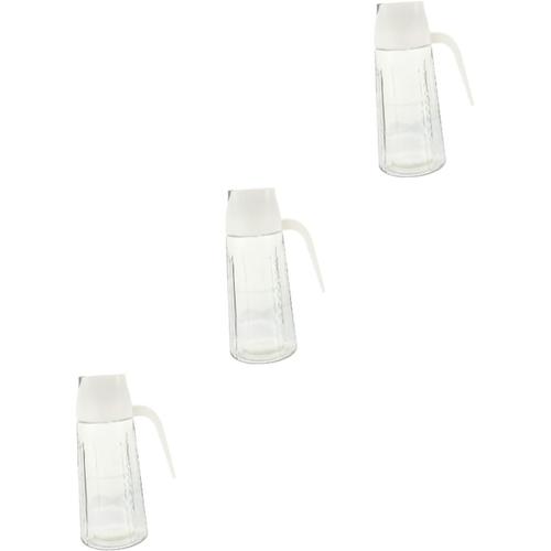 Blanc 3 Pièces Huileur De Verre Liquide Bouteille De Condiments De Cuisine Graisseur Distributeur Huile Distributeur De Vinaigre Portatif Bouteille De Vinaigre Domestique Un Verre Castor