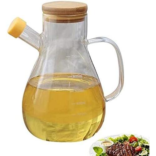 Bouteille D'huile D'olive Ou Bouteille De Vinaigre, Distributeur De Bouteille D'huile De Vinaigre En Verre, Bouteille D'huile D'olive Anti-Fuite, Transparente, Avec Échel