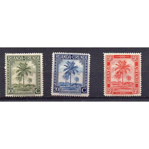 Rwanda- Urundi- Lot De 3 Timbres Neufs- Palmiers